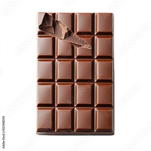 Smooth Milk Chocolate Bar with a Bite Taken Out, Perfectly Shaped with Glossy Surface and Contrast of Dark Chocolate photo