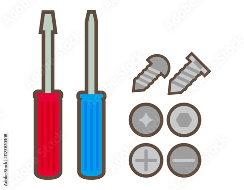 スクリュードライバーのアイコン　工具のイラスト