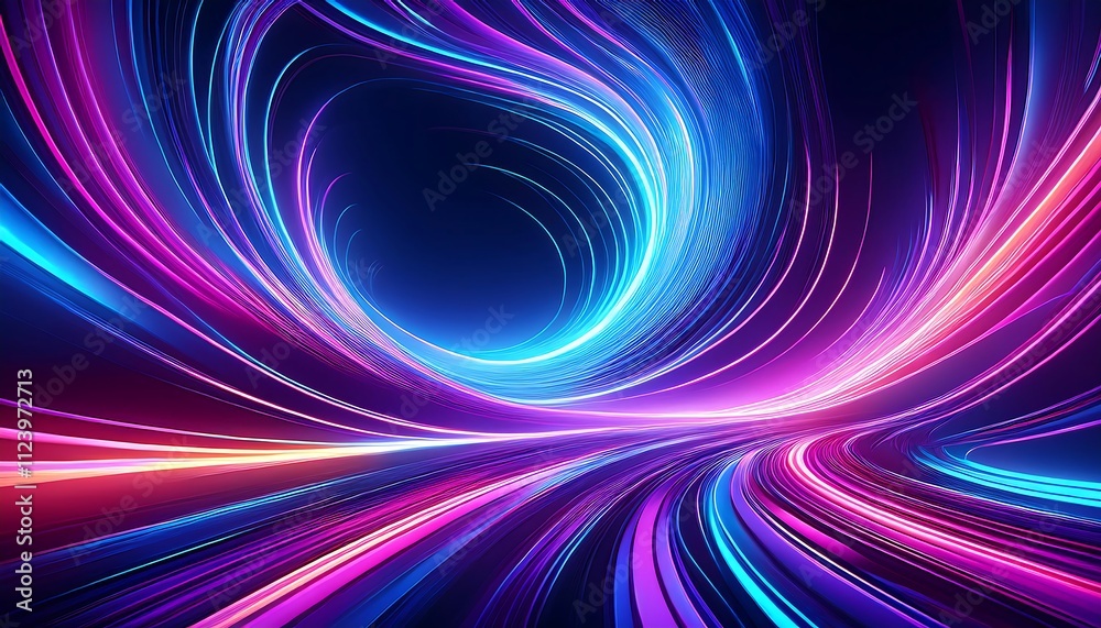Fototapeta premium Abstract swirling lines of vibrant blue, purple, and pink light.