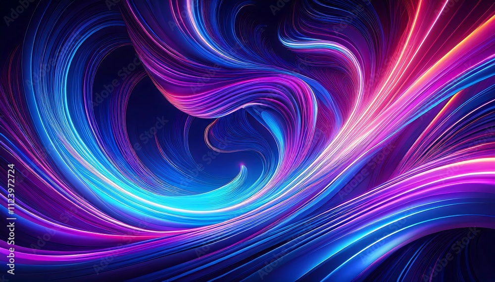 Fototapeta premium Abstract swirling lines of vibrant blue, purple, and pink light.