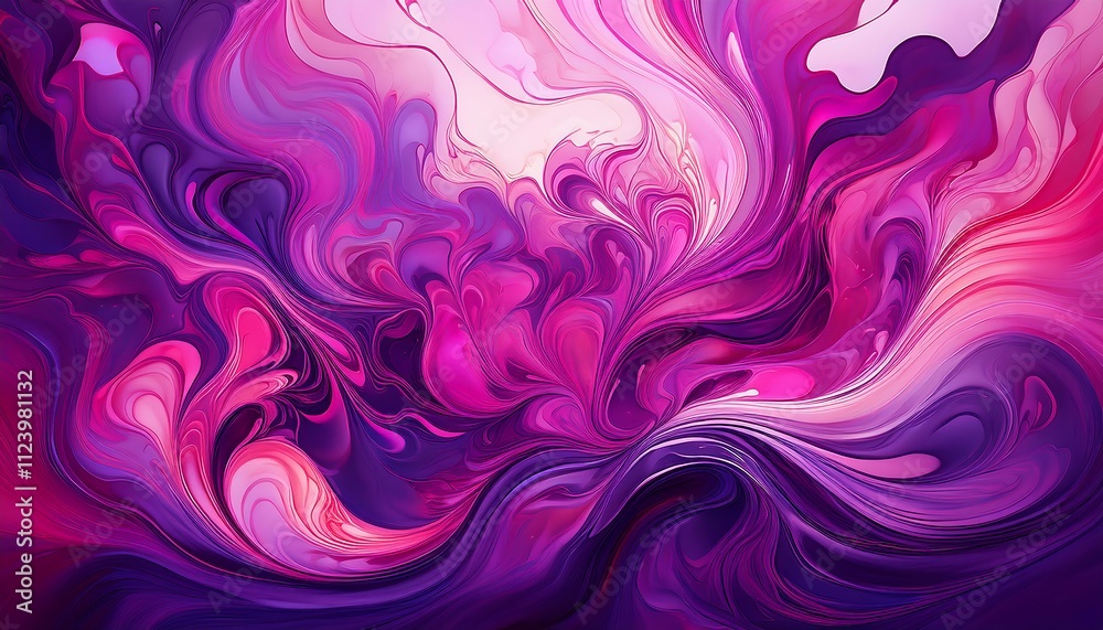 Fototapeta premium Swirling, abstract pattern of fuchsia and purple liquid, dynamic and vibrant.