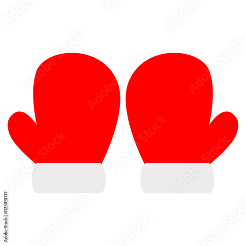 red winter gloves. mittens cartoon illustration
