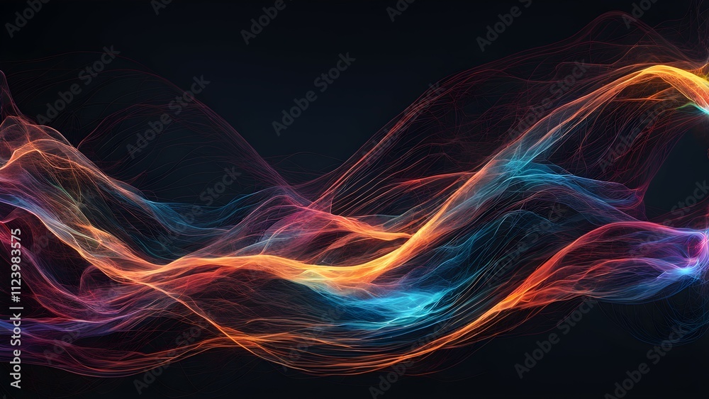 Fototapeta premium Abstract waves of light in vibrant colors creating a dynamic, fluid visual effect.