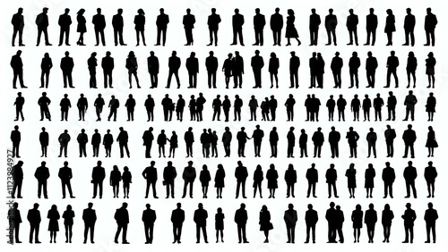 Collection set of silhouettes of people