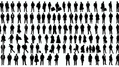 set of silhouettes of people
