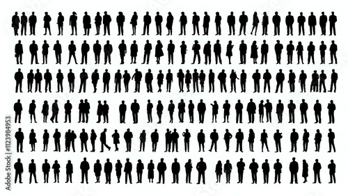 Collection set of silhouettes of people