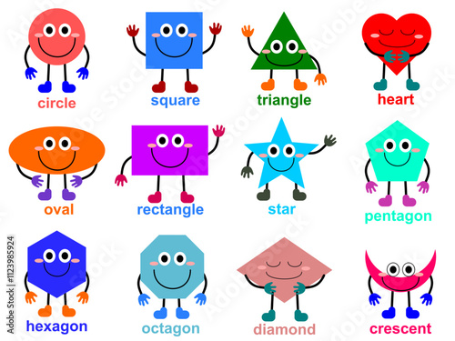 Cheerful Cartoon Shapes with Smiling Faces