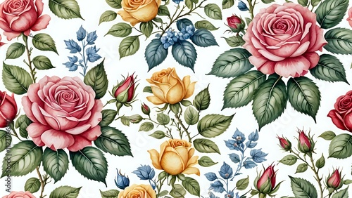 seamless pattern with pink roses