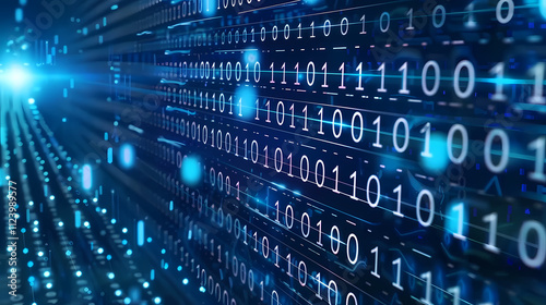Futuristic binary code stream showcasing digital technology.