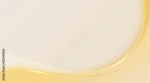 Golden waves flowing smoothly on soft cream background, vector illustration element for elegant and luxurious abstract design
