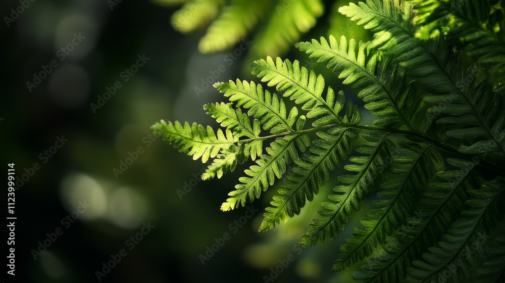 Fototapeta premium environmental macro photography, detailed leaf anatomy, sunlit green foliage, natural textures, dark atmospheric background, garden shadows, morning light rays, pristine plant detail, organic