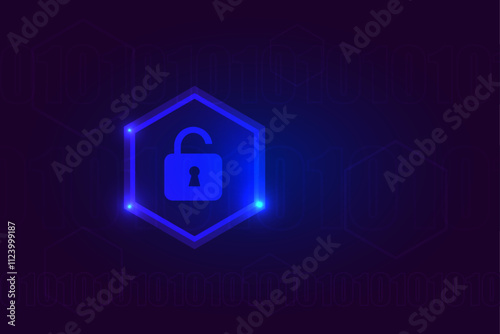 hacker security with binary code technology abstract with padlock to protection.