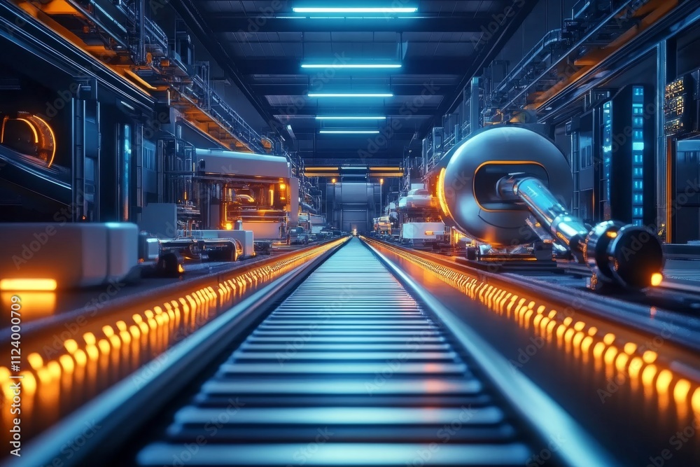Obraz premium State-of-the-art blue steel machinery used for manufacturing processes.