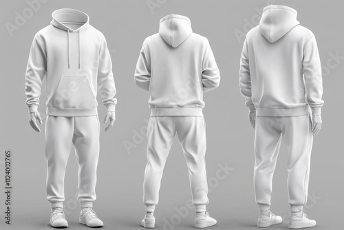 Blank hooded tracksuit top jacket mockup for sportswear design