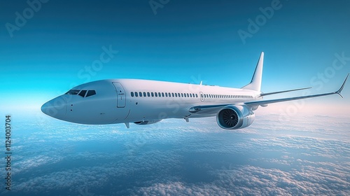 Wallpaper Mural A modern airplane soaring above the clouds in a clear blue sky. Torontodigital.ca