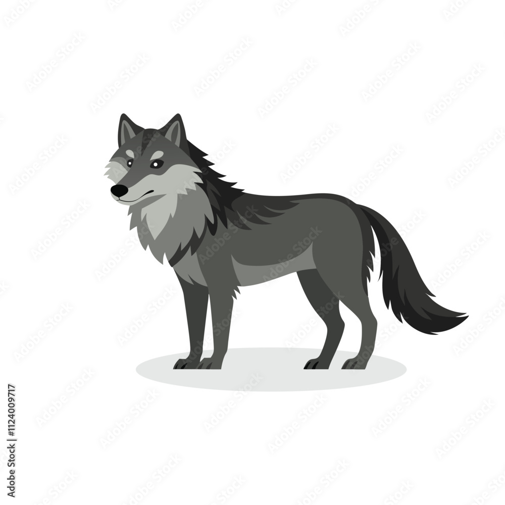 Fototapeta premium Wolf isolated flat vector illustration on white background