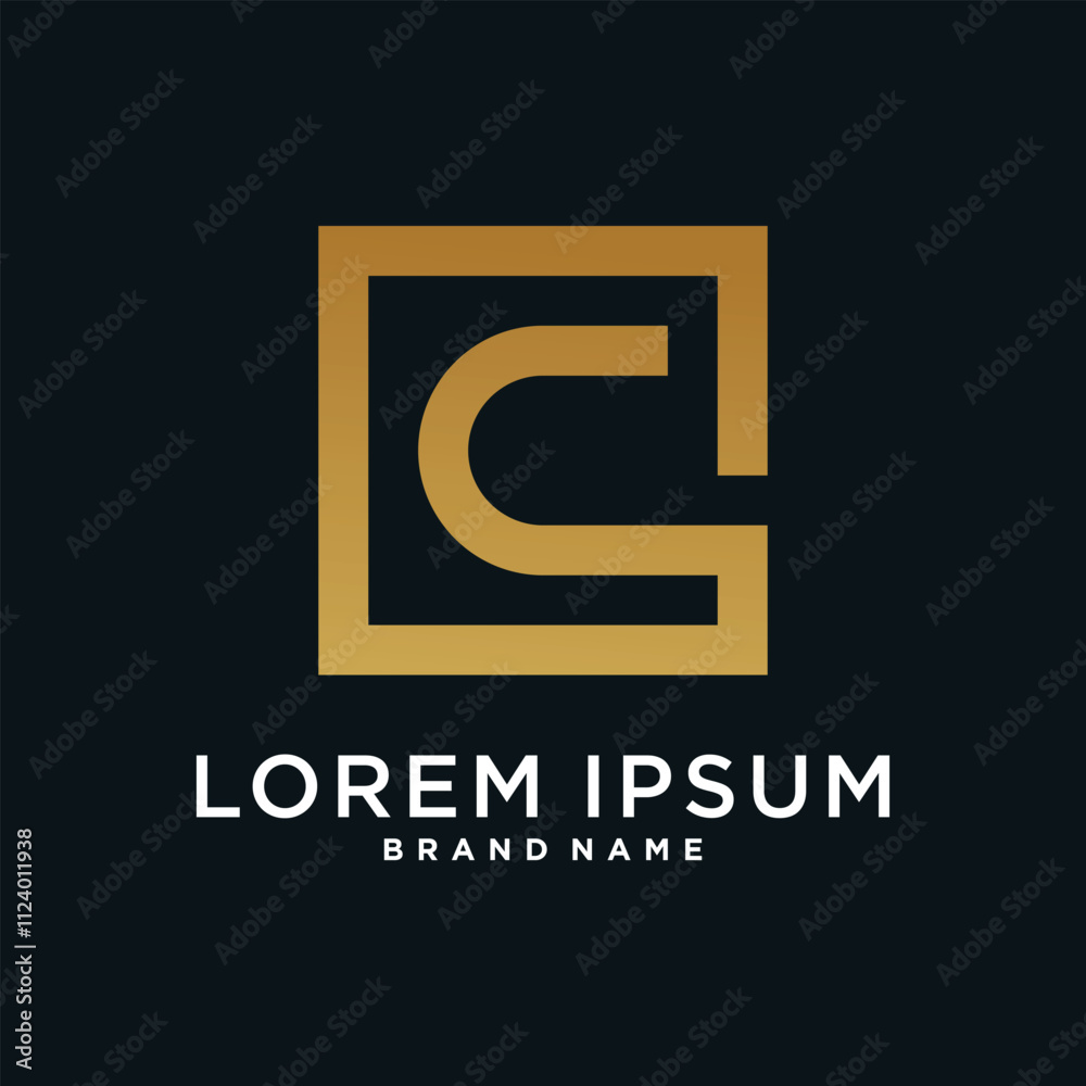 Fototapeta premium Letter logo design initial C for company or person. Creative square concept. Premium Vector