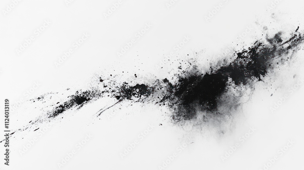 Obraz premium Abstract black ink splash on a white background, evoking movement and creativity.