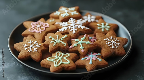 Star-Shaped Gingerbread Cookies, Festive Winter Treats, Holiday Baking, Delicious Dessert, Sweet Food Photography