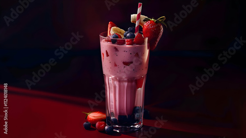 Refreshing Berry Banana Smoothie Illustration