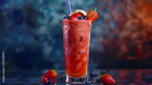 Refreshing Berry Banana Smoothie in Glass -  Summer Drink