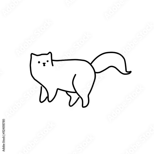 Cute Cartoon Cat Vector Icon