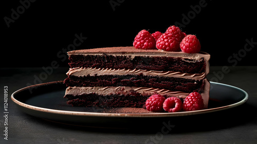 Delicious Chocolate Raspberry Cake Slice - Food Photography