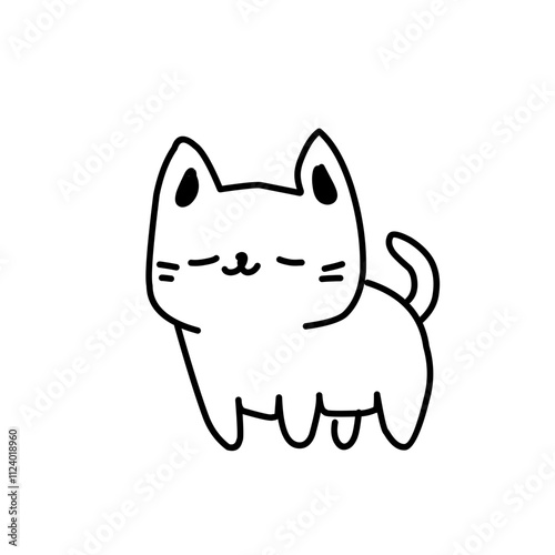 Cute Cartoon Cat Vector Icon