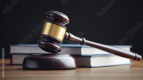 A wooden gavel resting on legal books, symbolizing justice and the rule of law.