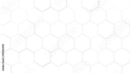 Hexagon Beehive honeycomb pattern wall black and white, Black honeycomb on a white background. Isometric geometry. 3D illustration