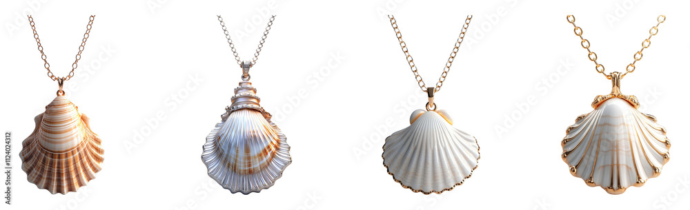 Elegant Shell Pendants on Transparent Background