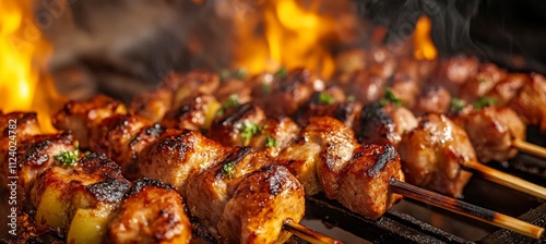 Grilled souvlaki skewers embody the essence of Greek cuisine. photo