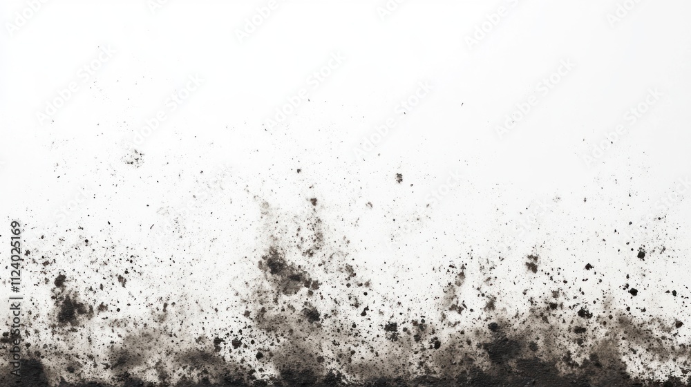 Obraz premium Abstract depiction of black dust or particles against a white background.