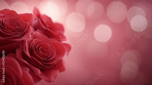 Romantic Red Roses Bouquet Closeup Valentines Day Love Floral Background