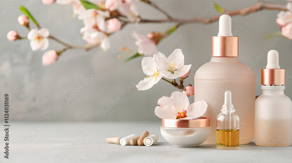serene spa scene featuring essential oils and floral accents serene spa scene featuring essential oils and floral accents