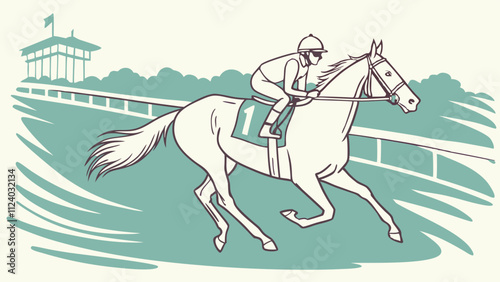 White  horse in watercolor style, painting, horse racing, watercolor horse running
