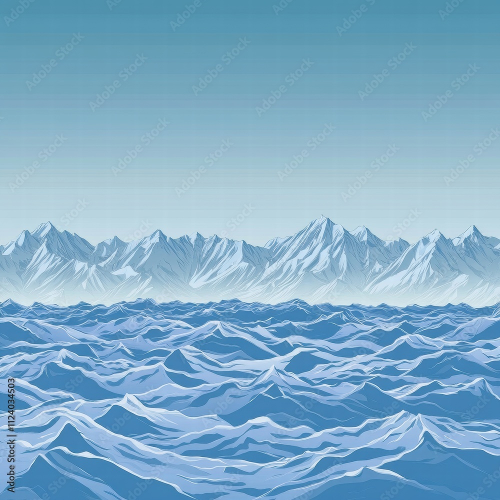 Fototapeta Majestic ocean waves remote seascape digital art serene environment aerial view tranquility concept