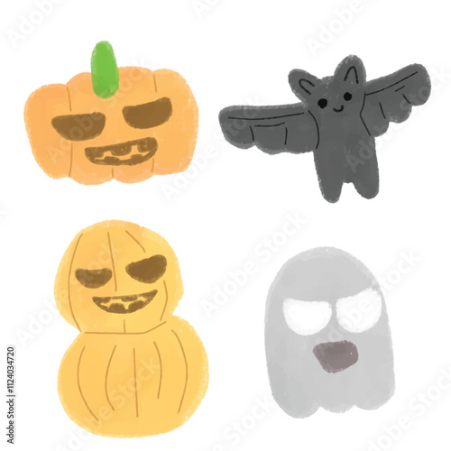 Halloween character doodle clipart 