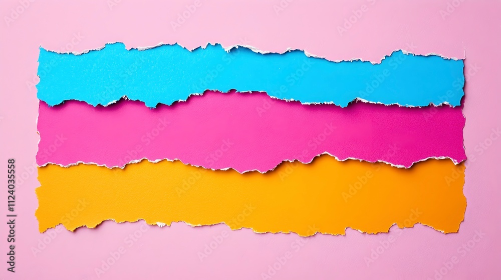 custom made wallpaper toronto digitalColorful Torn Paper Strips on Pink Background
