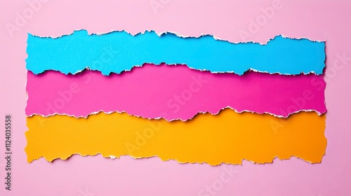 Wallpaper Mural Colorful Torn Paper Strips on Pink Background Torontodigital.ca