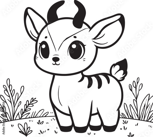 Original name(s): An antelope with soft, Curved Horns, Rounded features and a friendly, approachable expession The antelope is Standing on a grassy Background