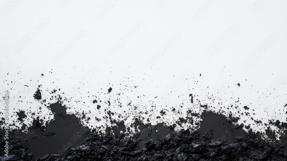 Obraz premium Abstract image featuring a textured black surface against a white background.
