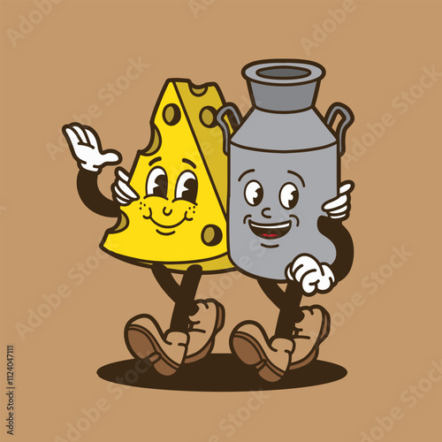 mascot cheese and milk good for sticker, brand mascot, poster, food mascot, element design, etc