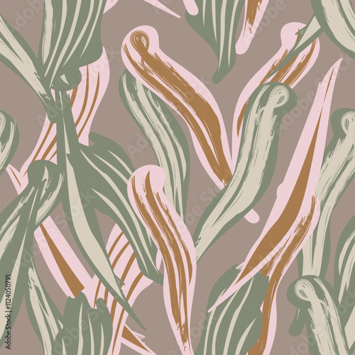 Neutral Colour Abstract Floral Seamless Pattern Design