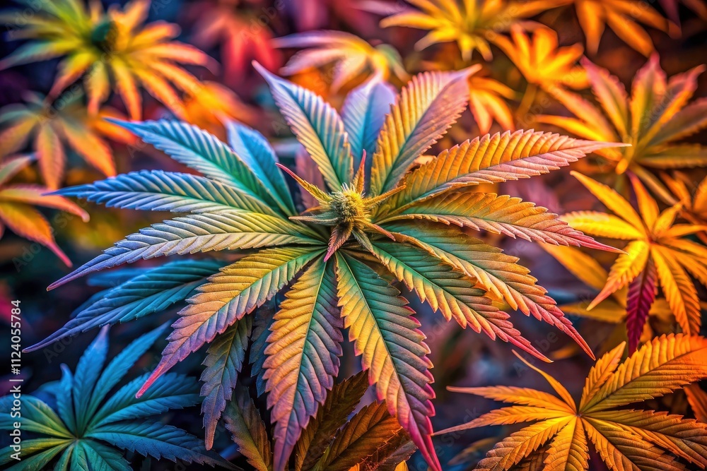Fototapeta premium Cannabis Leaves: Documentary Photography of Marijuana Plants, Weed Cultivation, Hemp Agriculture