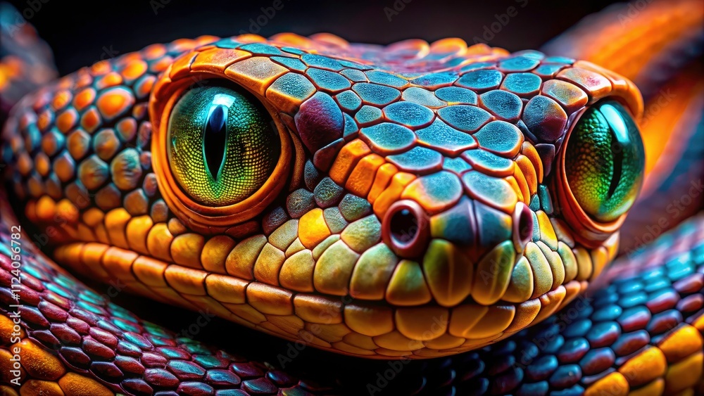Fototapeta premium Deadly Serpent: Venomous Snake Portrait Photography Illustrations
