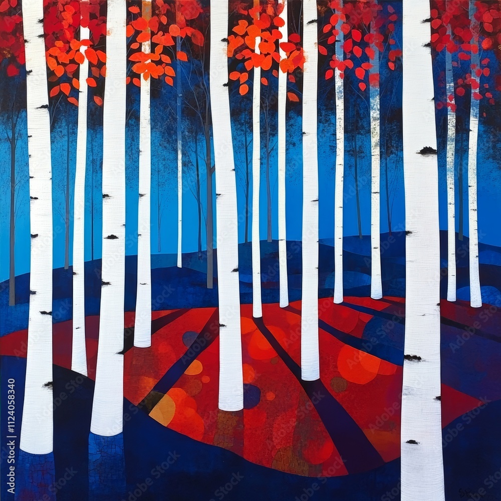 Fototapeta premium Abstract Birch Forest in Autumn