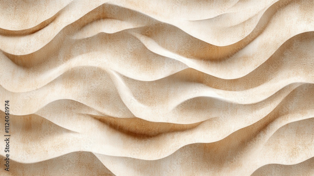 Fototapeta premium Creamy beige textured waves pattern. Ideal for backgrounds, website design, or adding texture to projects.