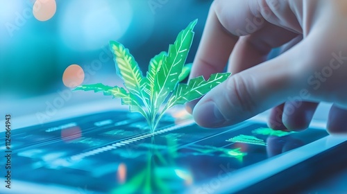 Green Plant Growth on Digital Tablet Screen - Sustainability and Ec.