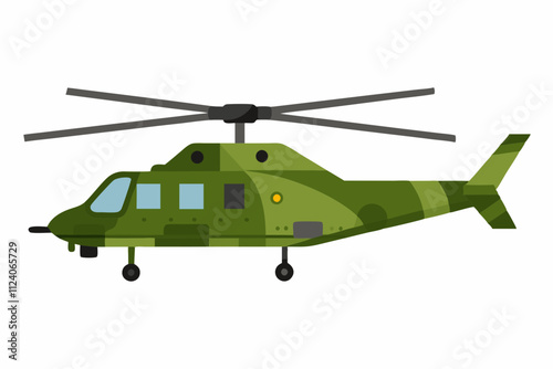 Military Helicopter Vector Line Art - Printable Graphics Design